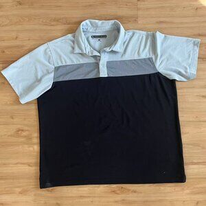 Pebble Beach Golf Polo Shirt Mens Blk Gray Dry Luxe Performance Mens Size XL